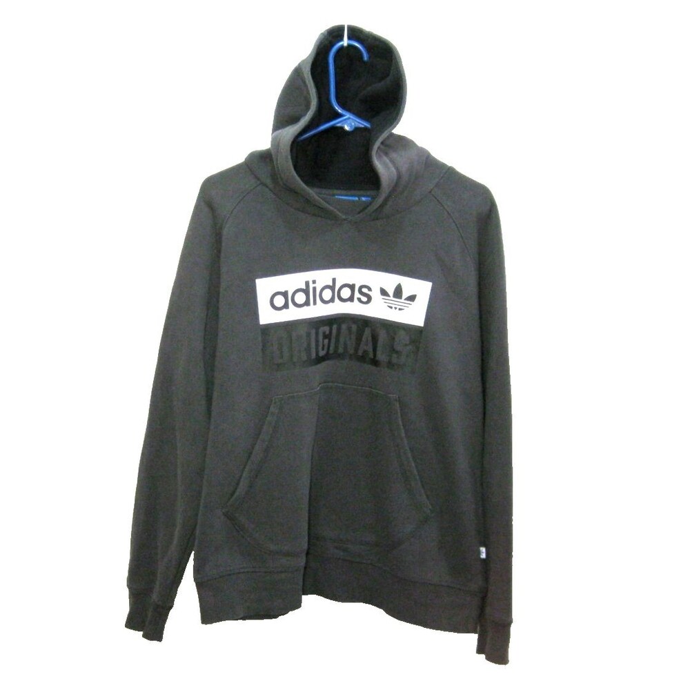 Adidas Gray Hoodie Womens XL Spellout Logo Hooded Sweatshirt Cotton Blend Top